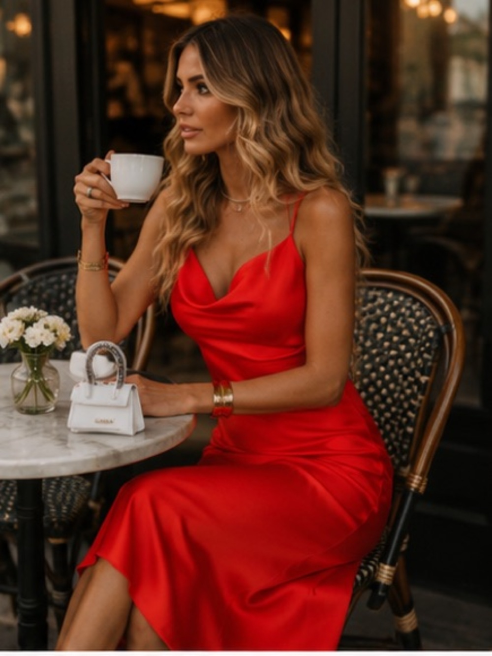 Zara satin dress bloggers fav